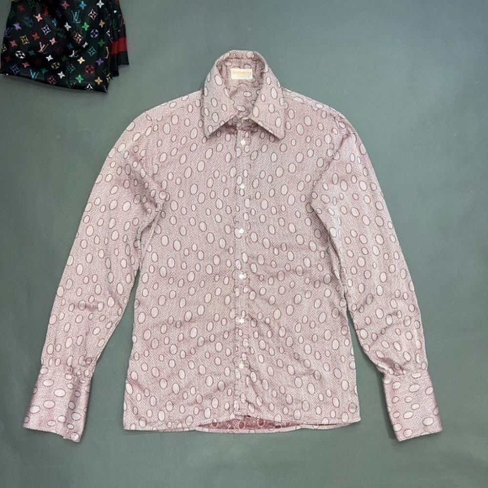 Vintage 70s Burberrys London Yellow Tag Button Up Shirt Made in Scotland